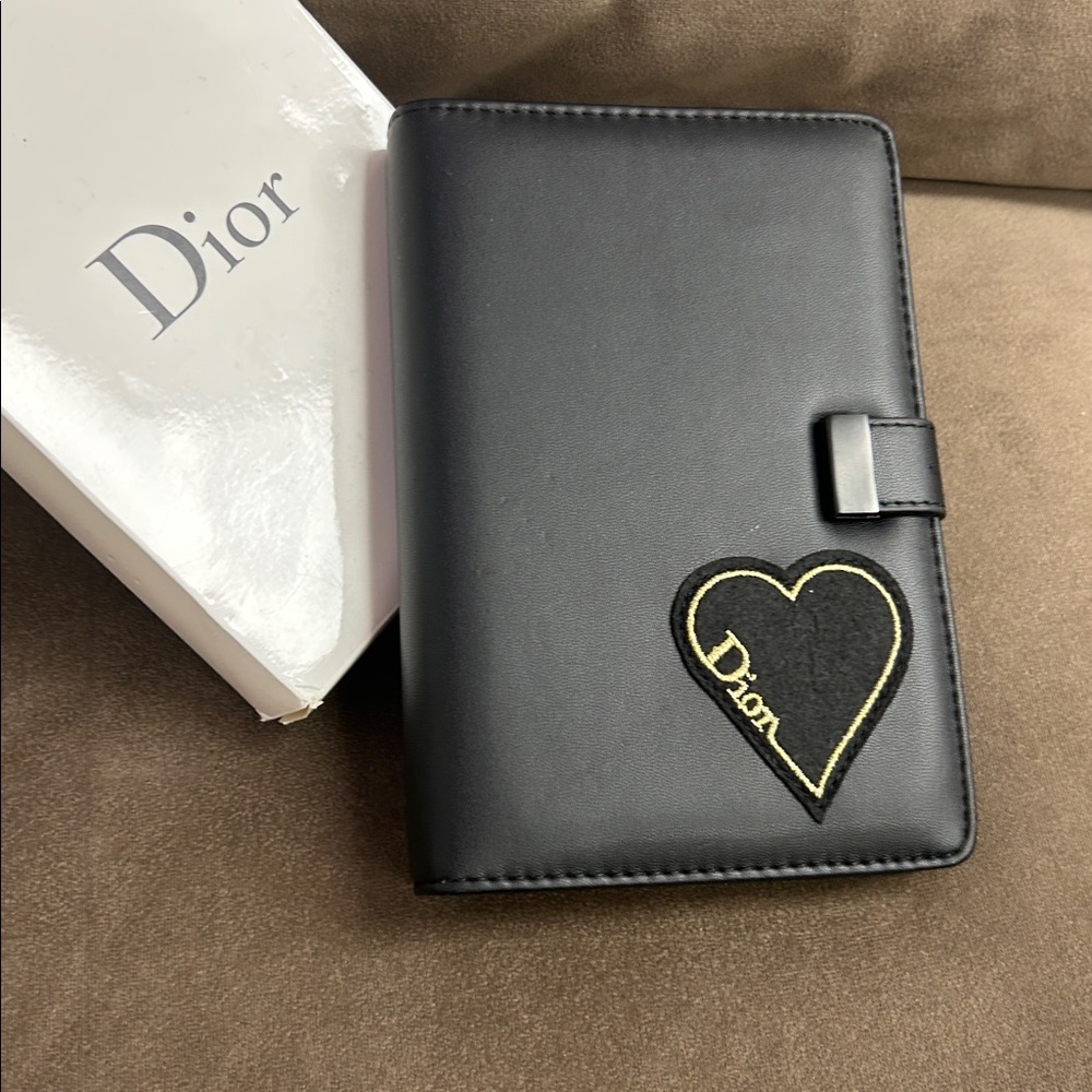 Dior Black notebook with Gold Heart Accent
